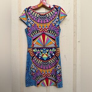 Mara Hoffman Mufasa Abstract Graphic Print Jersey Knit Cap Sleeve‎ Dress